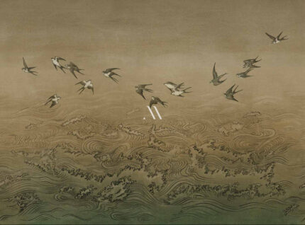 swallows over waves